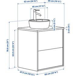 Набор тумбы с раковиной Ikea Tannforsen/Tornviken с ящиками 62x49x79 (Серый/Имитация Черного Мрамора) Thumb