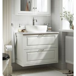 Набор тумбы с раковиной Ikea Tannforsen/Tornviken с ящиками 82x49x79 (Белый/Имитация Белого Мрамора)