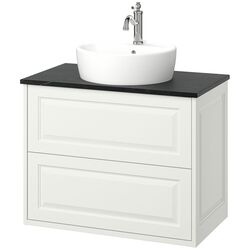 Набор тумбы с раковиной Ikea Tannforsen/Tornviken с ящиками 82x49x79 (Белый/Имитация Черного Мрамора) Thumb