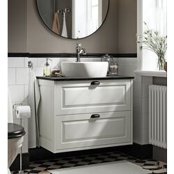 Набор тумбы с раковиной Ikea Tannforsen/Tornviken с ящиками 82x49x79 (Белый/Имитация Черного Мрамора)