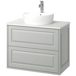 Набор тумбы с раковиной Ikea Tannforsen/Tornviken с ящиками 82x49x79 (Серый/Имитация Белого Мрамора) Thumb
