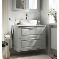 Набор тумбы с раковиной Ikea Tannforsen/Tornviken с ящиками 82x49x79 (Серый/Имитация Белого Мрамора)