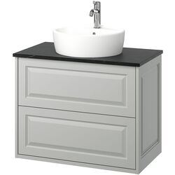 Набор тумбы с раковиной Ikea Tannforsen/Tornviken с ящиками 82x49x79 (Серый/Имитация Черного Мрамора) Thumb
