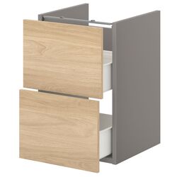 Шкаф под умывальник Ikea Enhet 2 ящика 40x42x60 (Серый/Под Дуб) Thumb