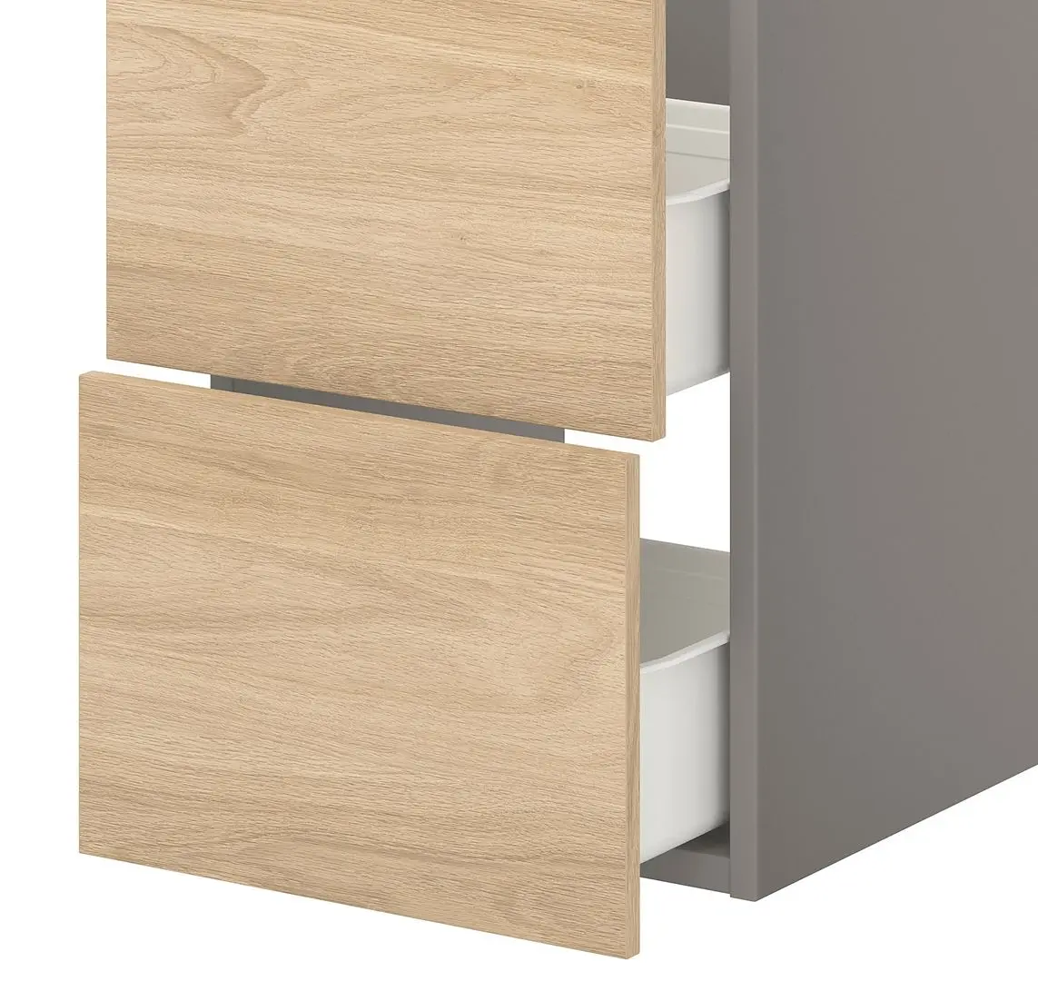 Шкаф под умывальник Ikea Enhet 2 ящика 40x42x60 (Серый/Под Дуб) - 2