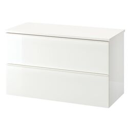 Шкаф под умывальник Ikea Godmorgon/Tolken 2 ящика 102x49x60 (Белый Глянец/Белый) Thumb