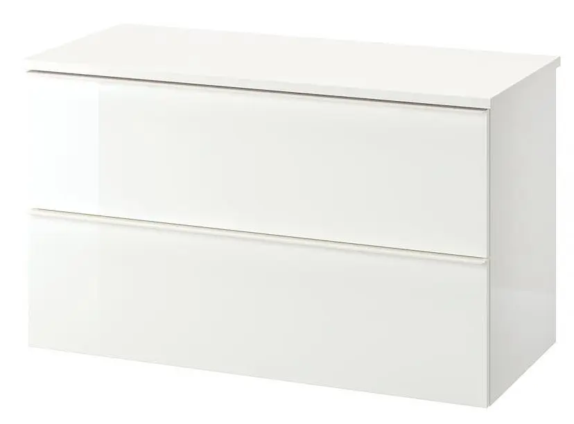 Шкаф под умывальник Ikea Godmorgon/Tolken 2 ящика 102x49x60 (Белый Глянец/Белый) - 2