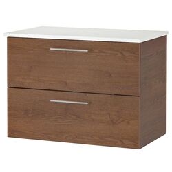 Шкаф под умывальник Ikea Godmorgon/Tolken 2 ящика 102x49x60 (Под Коричневый Мореный Ясень/Под Мрамор) Thumb