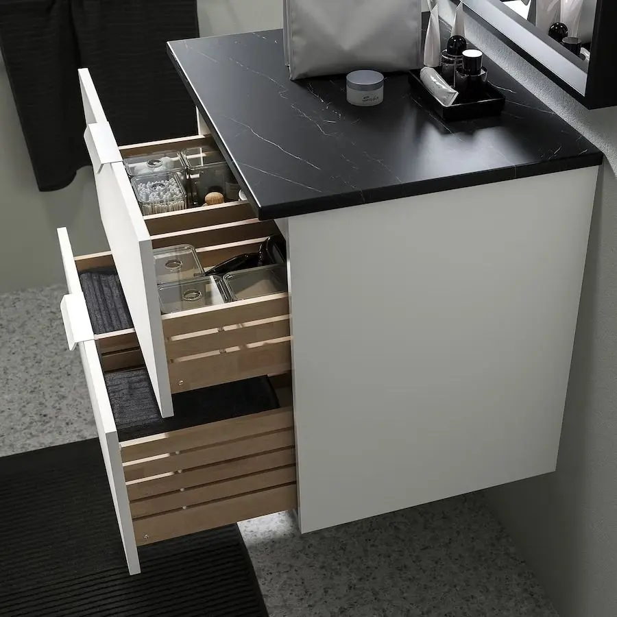 Шкаф под умывальник Ikea Godmorgon/Tolken 2 ящика 62x49x60 (Белый/Черный) - 3