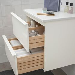 Шкаф под умывальник Ikea Godmorgon/Tolken 2 ящика 62x49x60 (Белый Глянец/Под Мрамор) Thumb
