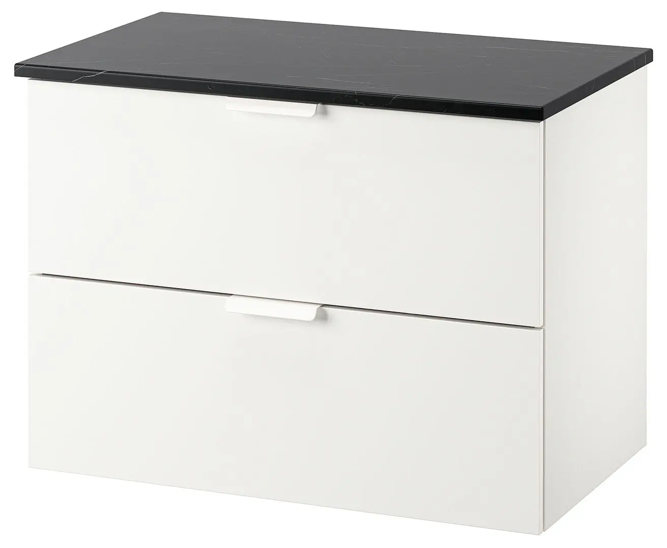 Шкаф под умывальник Ikea Godmorgon/Tolken 2 ящика 82x49x60 (Белый/Черный под Мрамор) - 2