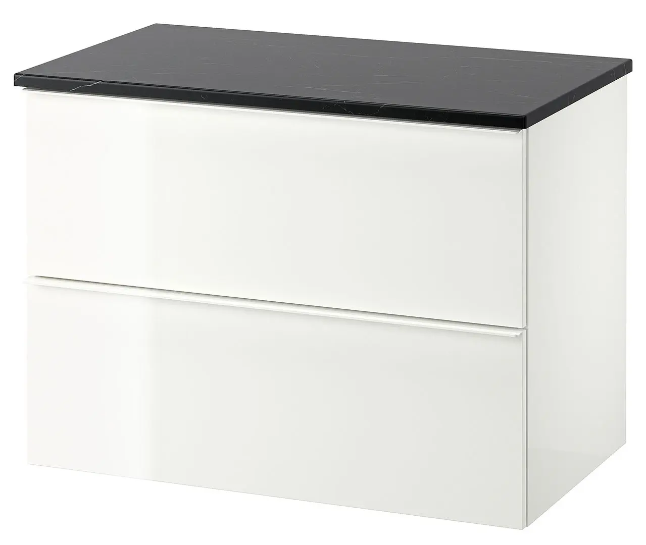 Шкаф под умывальник Ikea Godmorgon/Tolken 2 ящика 82x49x60 (Белый Глянец/Черный под Мрамор) - 2