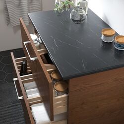 Шкаф под умывальник Ikea Godmorgon/Tolken 2 ящика (Под Коричневый Мореный Ясень/Черный под Мрамор) Thumb