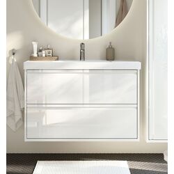 Тумба под умывальник Ikea Angsjon с ящиками 100x48x63 (Глянцевый Белый)