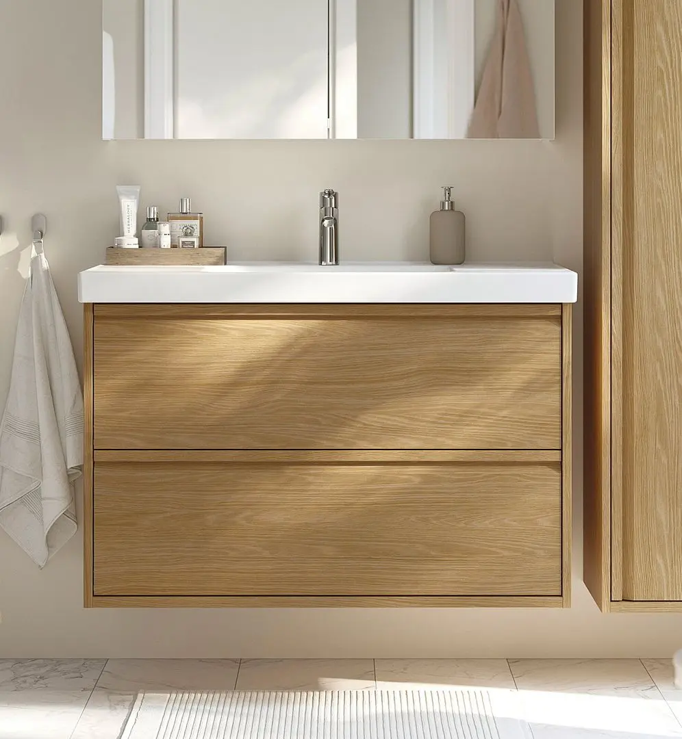 Тумба под умывальник Ikea Angsjon с ящиками 100x48x63 (Имитация Дуба)