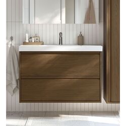 Тумба под умывальник Ikea Angsjon с ящиками 100x48x63 (Имитация Коричневого Дуба)