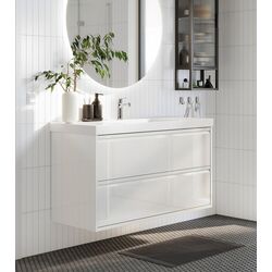 Тумба под умывальник Ikea Angsjon с ящиками 120x48x63 (Глянцевый Белый)