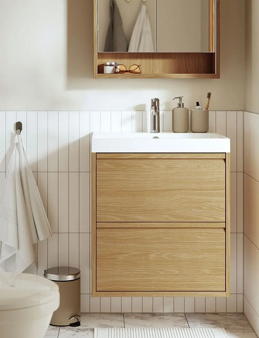 Тумба под умывальник Ikea Angsjon с ящиками 60x48x63 (Имитация Дуба)