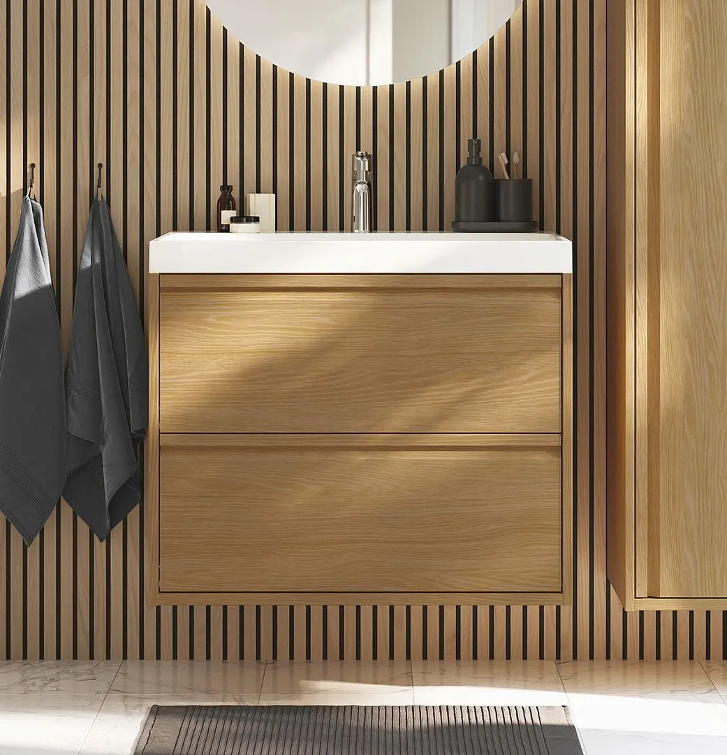 Тумба под умывальник Ikea Angsjon с ящиками 80x48x63 (Имитация Дуба)