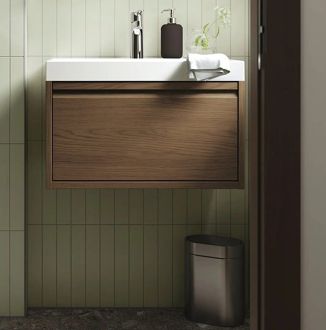 Тумба под умывальник Ikea Angsjon с ящиком 60x48x33 (Имитация Коричневого Дуба)