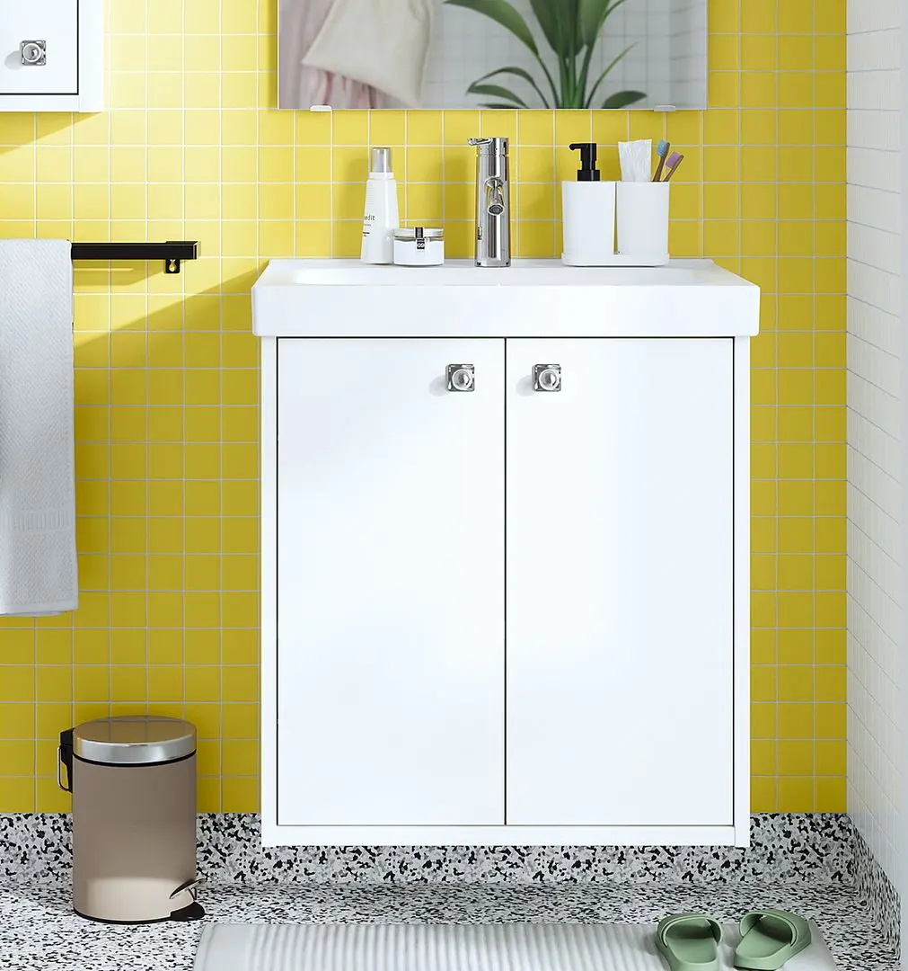 Тумба под умывальник Ikea Havback с дверцами 60x48x63 (Белый)