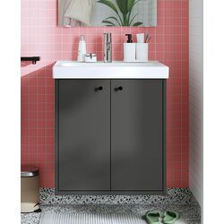 Тумба под умывальник Ikea Havback с дверцами 60x48x63 (Темно-Серый)