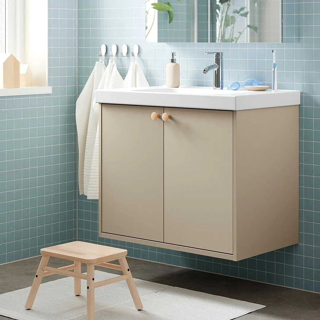 Тумба под умывальник Ikea Havback с дверцами 80x48x63 (Бежевый)