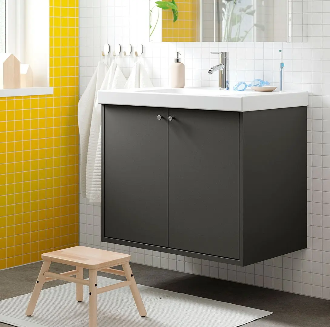 Тумба под умывальник Ikea Havback с дверцами 80x48x63 (Темно-Серый)