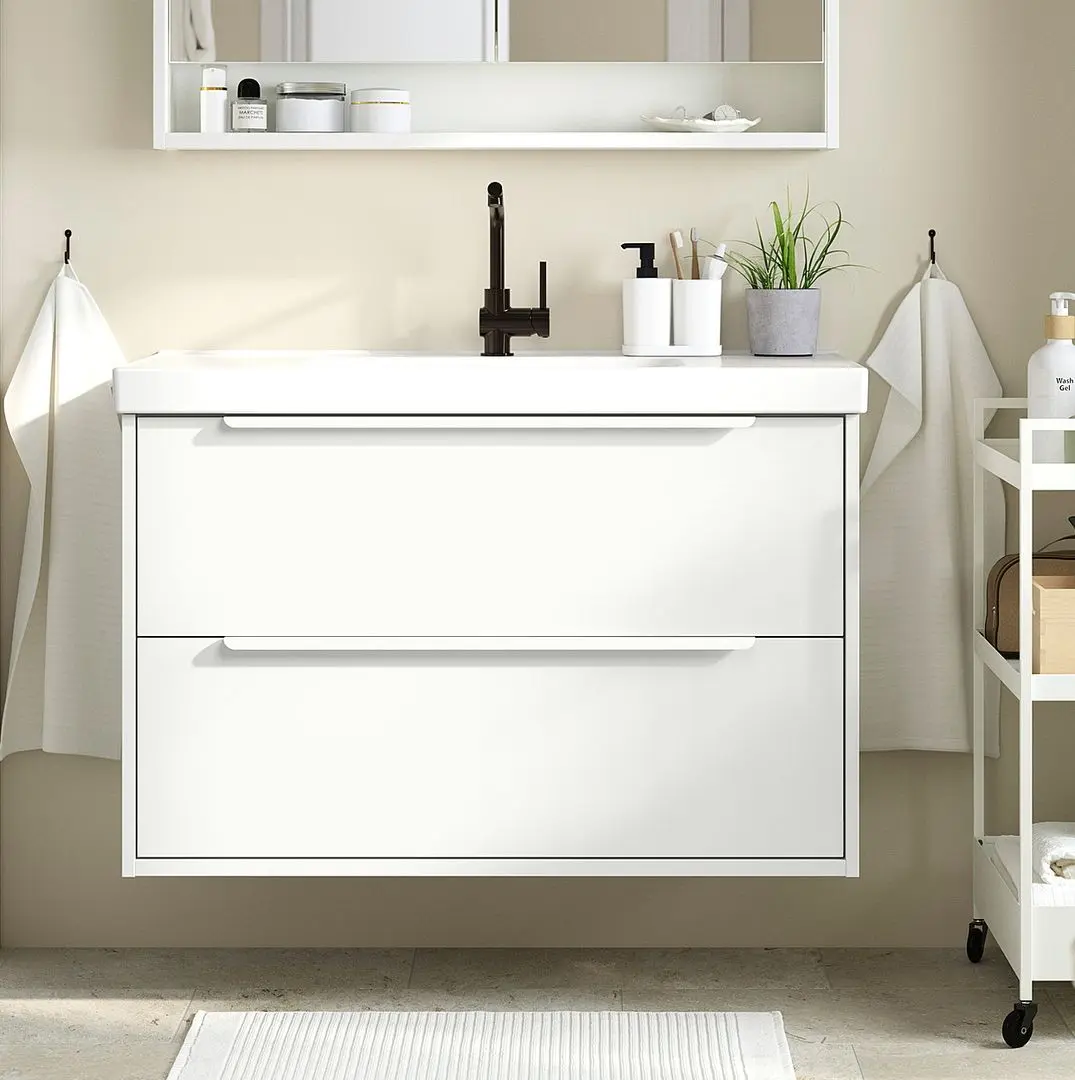 Тумба под умывальник Ikea Havback с ящиками 100x48x63 (Белый)