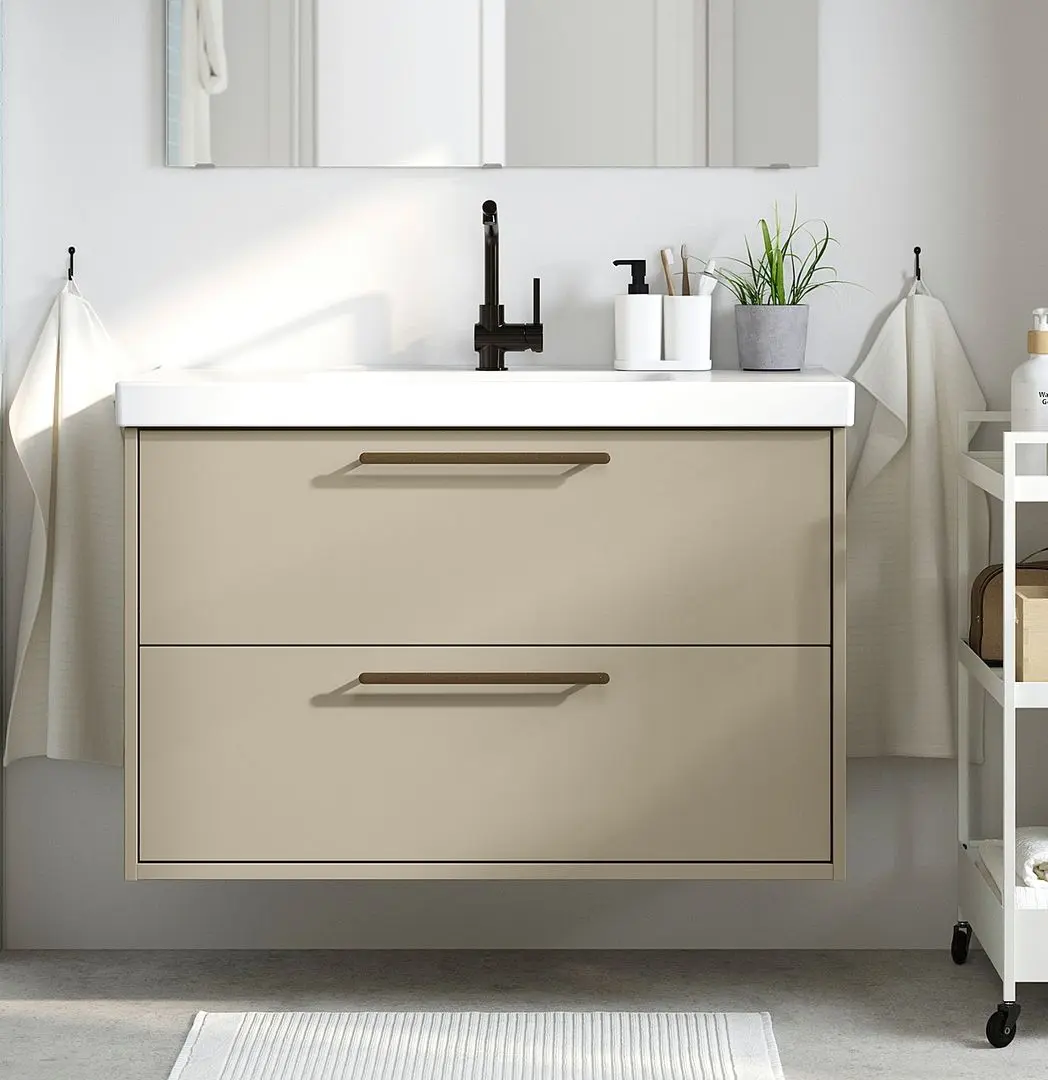 Тумба под умывальник Ikea Havback с ящиками 100x48x63 (Бежевый)