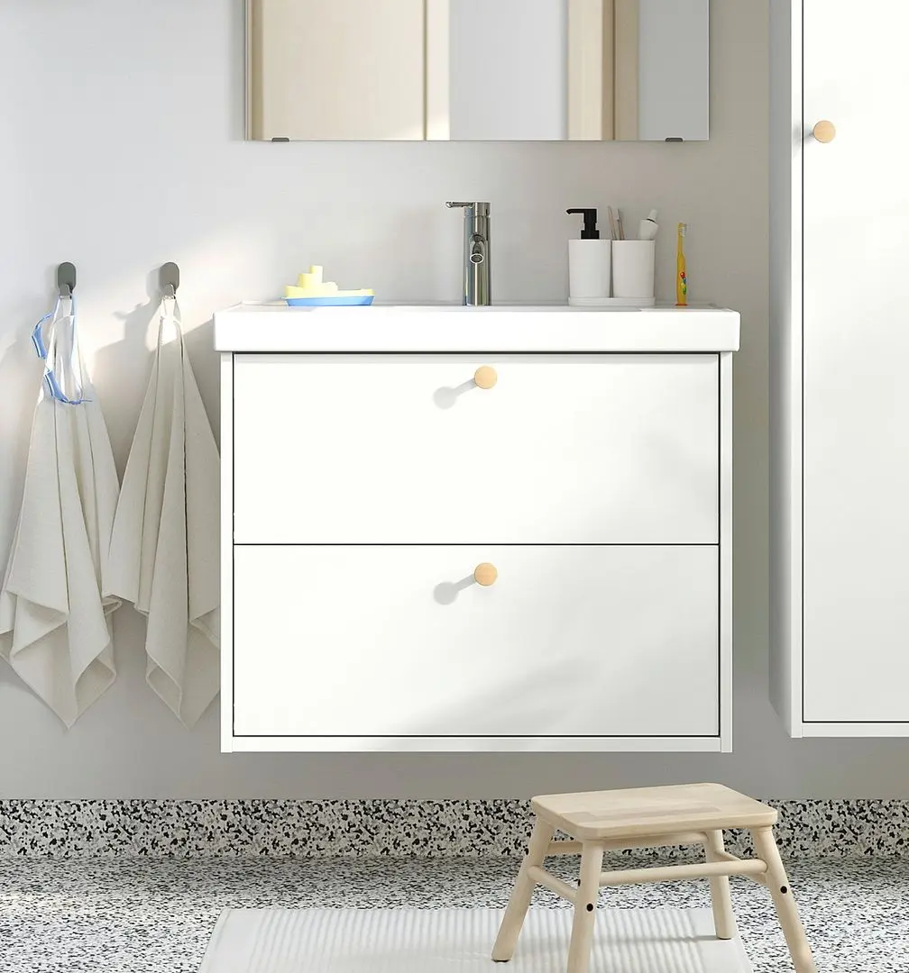 Тумба под умывальник Ikea Havback с ящиками 80x48x63 (Белый)