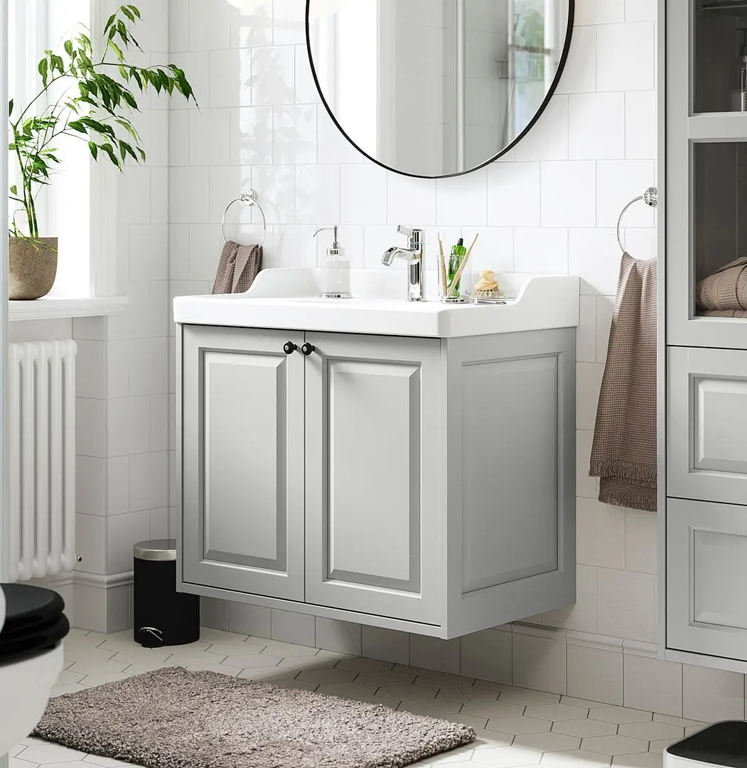 Тумба под умывальник Ikea Tannforsen с дверцами 80x48x63 (Серый)