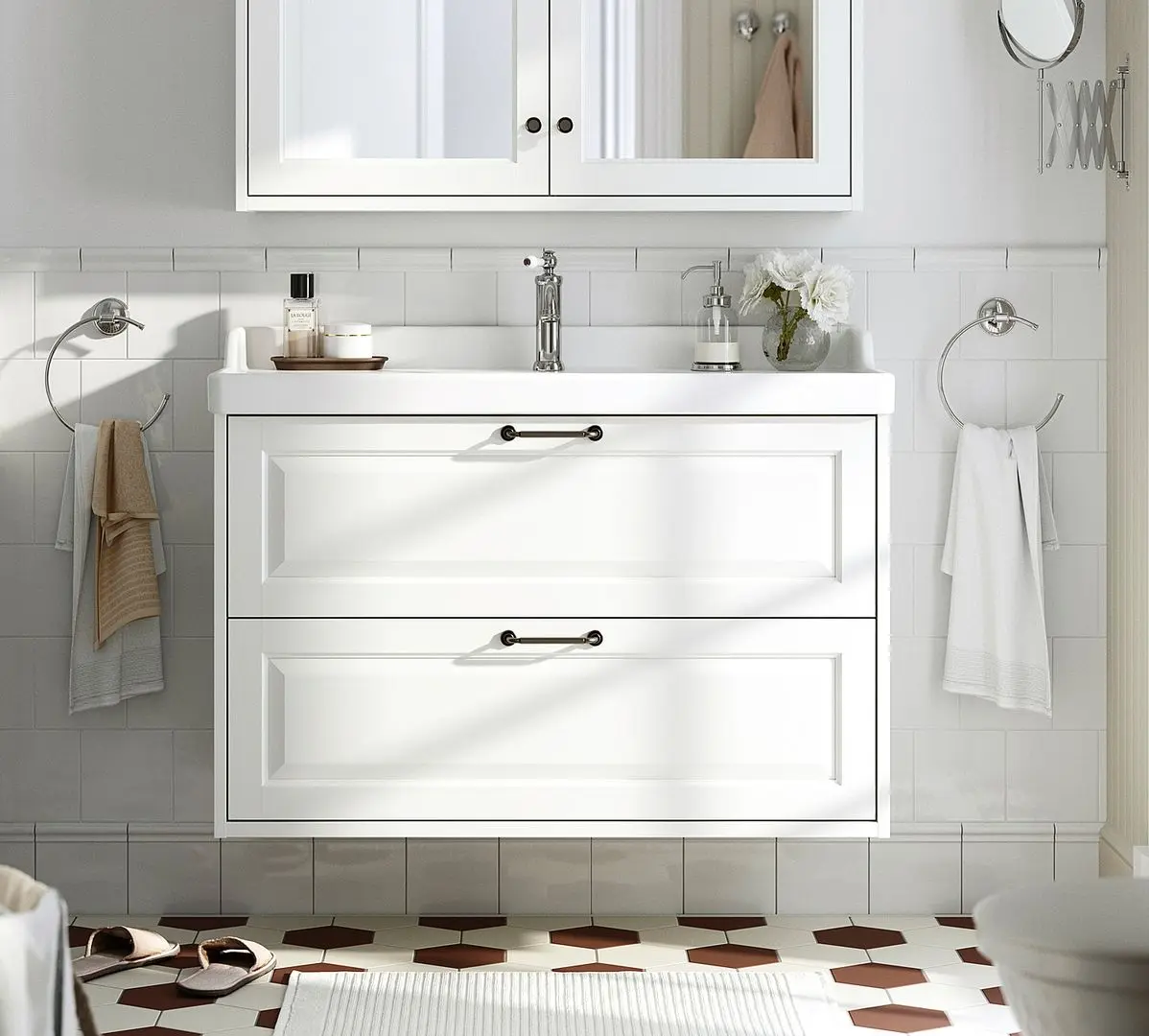 Тумба под умывальник Ikea Tannforsen с ящиками 100x48x63 (Белый)