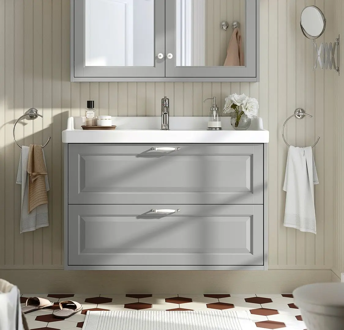 Тумба под умывальник Ikea Tannforsen с ящиками 100x48x63 (Серый)