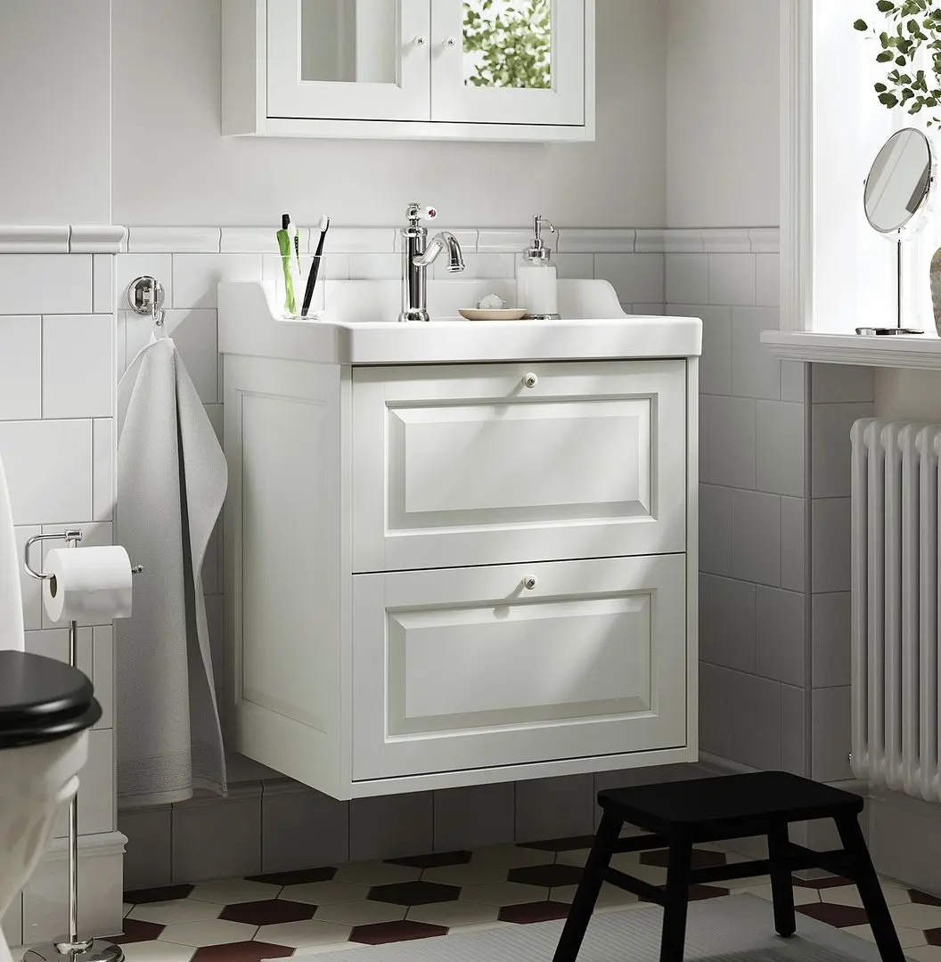 Тумба под умывальник Ikea Tannforsen с ящиками 60x48x63 (Белый)