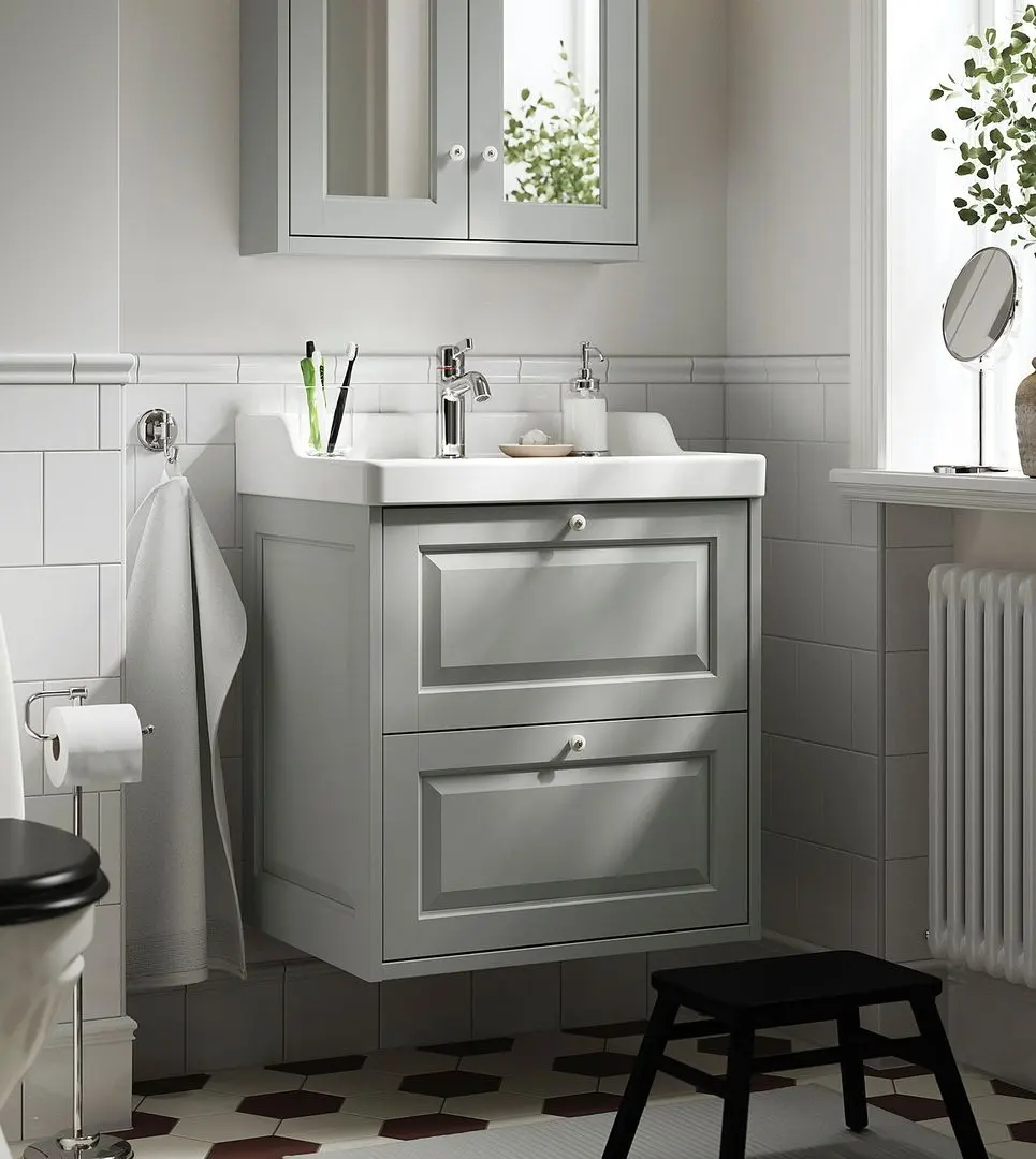 Тумба под умывальник Ikea Tannforsen с ящиками 60x48x63 (Серый)