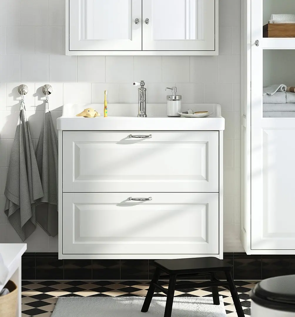 Тумба под умывальник Ikea Tannforsen с ящиками 80x48x63 (Белый)