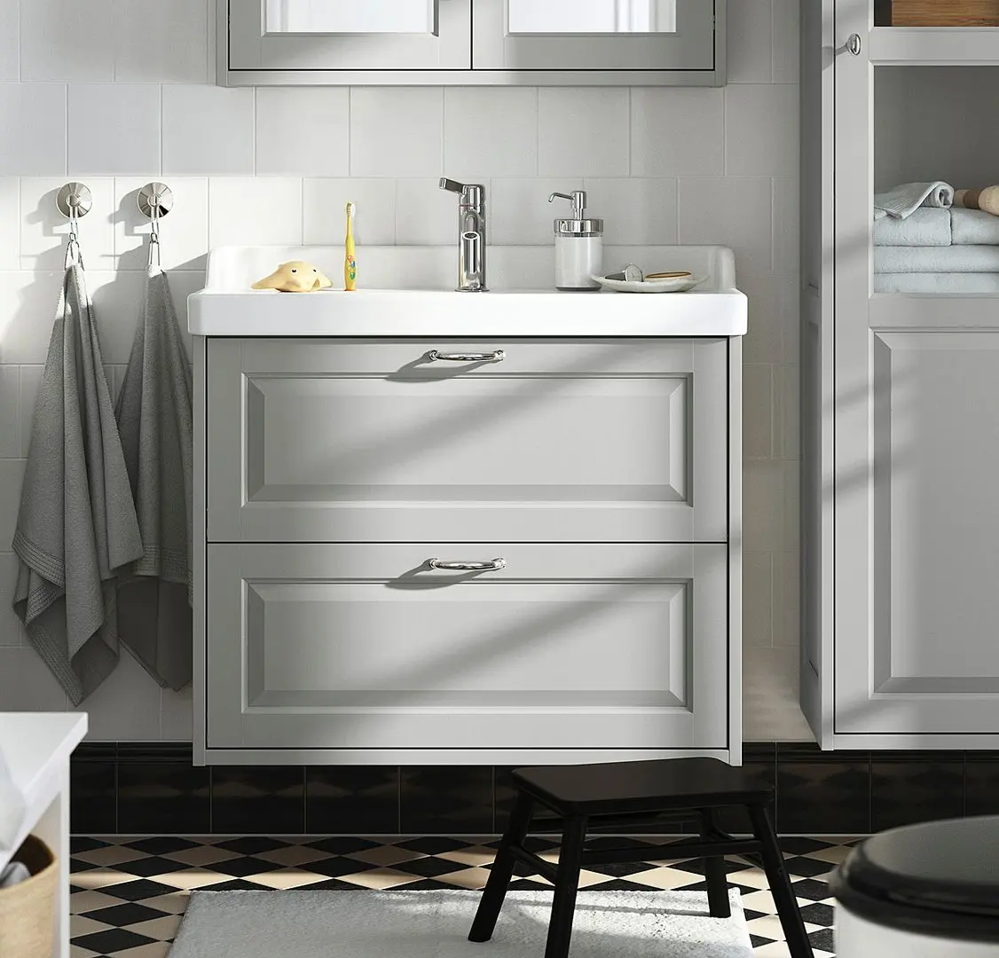 Тумба под умывальник Ikea Tannforsen с ящиками 80x48x63 (Серый)