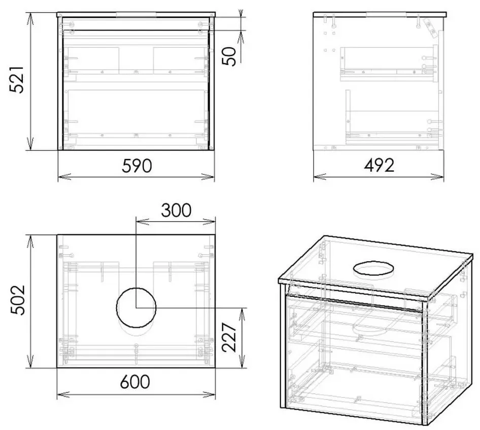 Set dulap cu lavoar Imprese Bilovec f3206Dr (Craft Oak/White) - 6