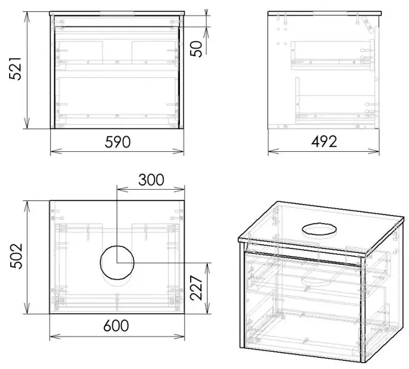 Set dulap cu lavoar Imprese Bilovec f3206W (White) - 6