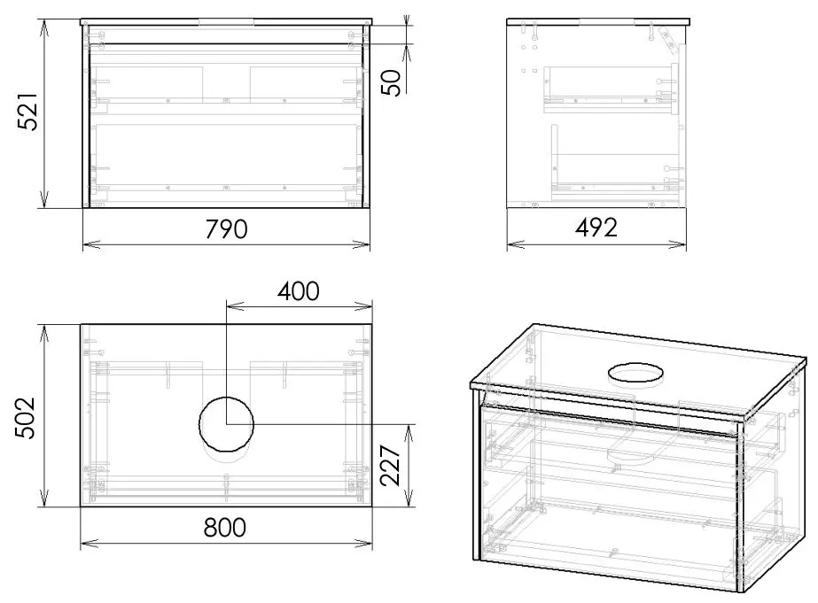 Set dulap cu lavoar Imprese Bilovec f3216Dr (Craft Oak/White) - 6