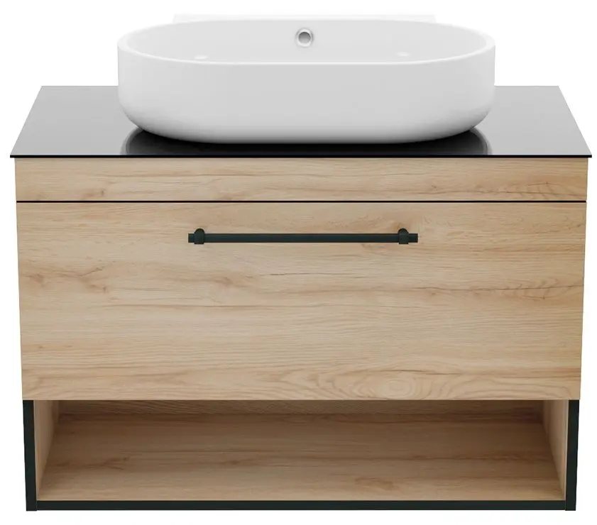 Set dulap cu lavoar Imprese Black Edge f32119OK (Oak) - 3