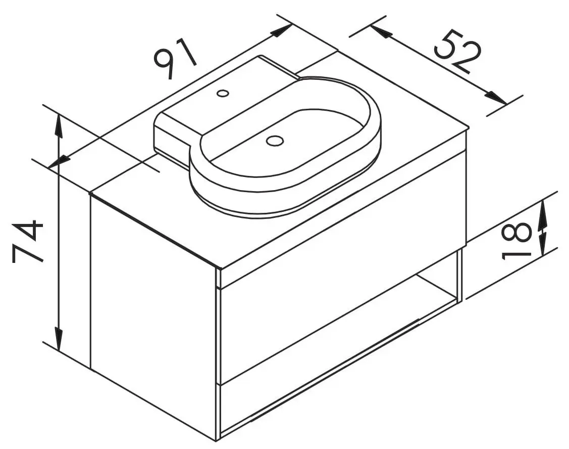 Set dulap cu lavoar Imprese Black Edge f32119OK (Oak) - 4
