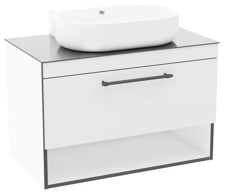 Set dulap cu lavoar Imprese Black Edge f32119W (White) - 3