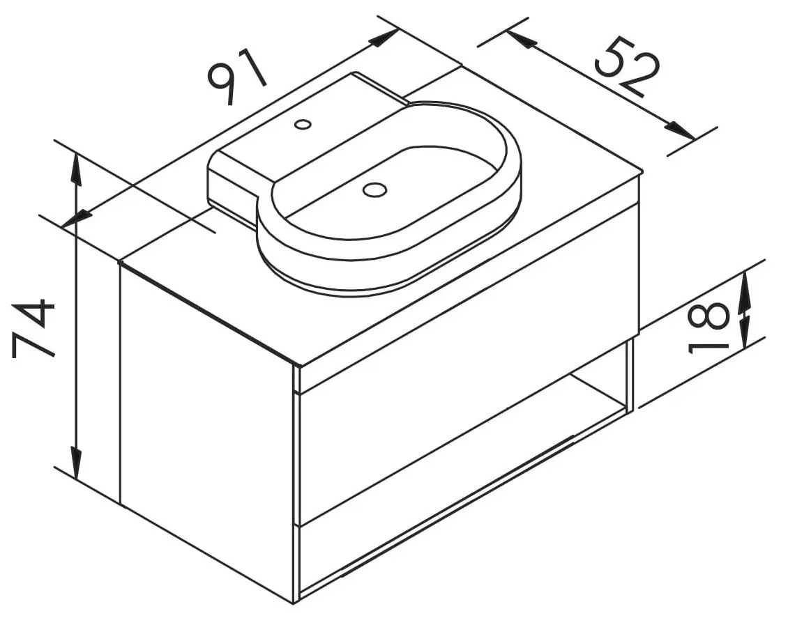 Set dulap cu lavoar Imprese Black Edge f32119W (White) - 2