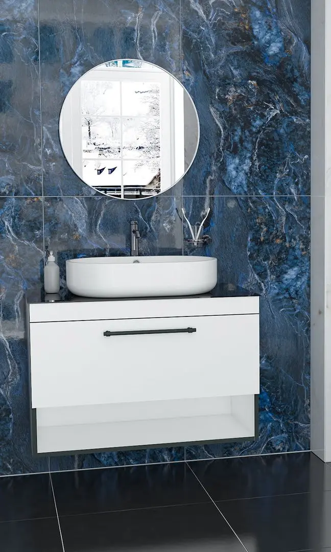 Set dulap cu lavoar Imprese Black Edge f32119W (White)