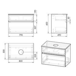 Набор тумбы с раковиной Imprese Blatna L f32108Dr (Elm Bergamo/White) Thumb