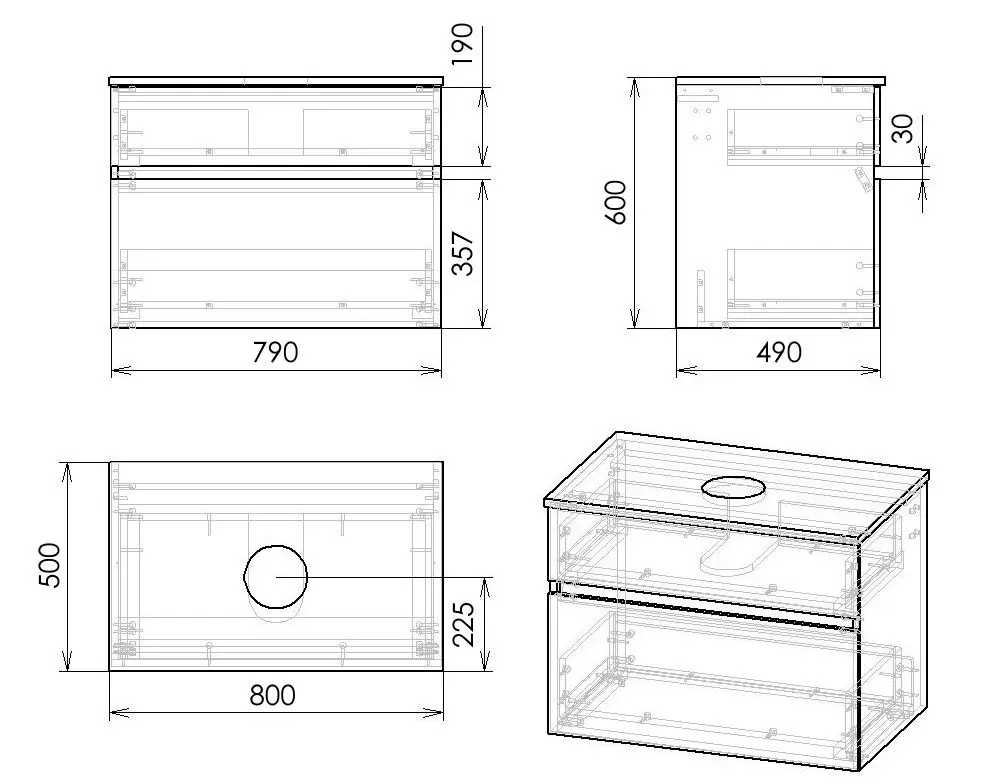 Набор тумбы с раковиной Imprese Blatna L f32108Dr (Elm Bergamo/White) - 4