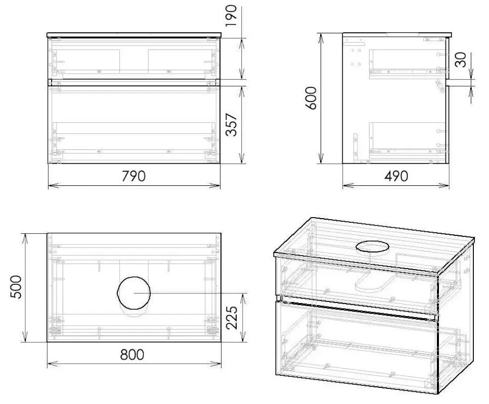 Set dulap cu lavoar Imprese Blatna L f32108W (White) - 4