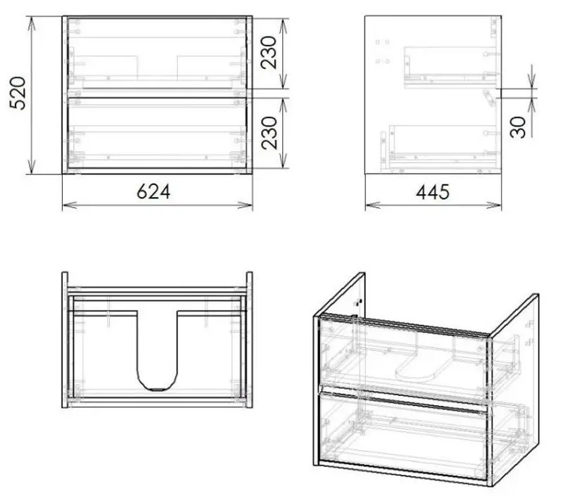 Set dulap cu lavoar Imprese Laska f3207W (White) - 4